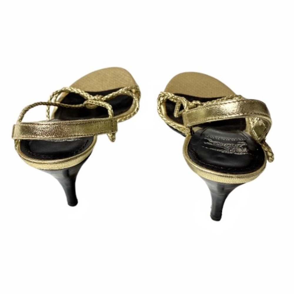 Burberry Gold Braided Strappy Sandals 3” Heel Size EU 37.5 - Picture 7 of 16
